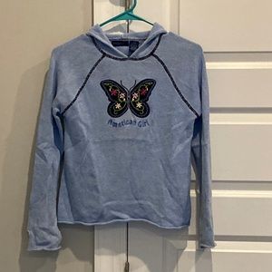 Girls Size Large Light Blue Butterfly Sweater